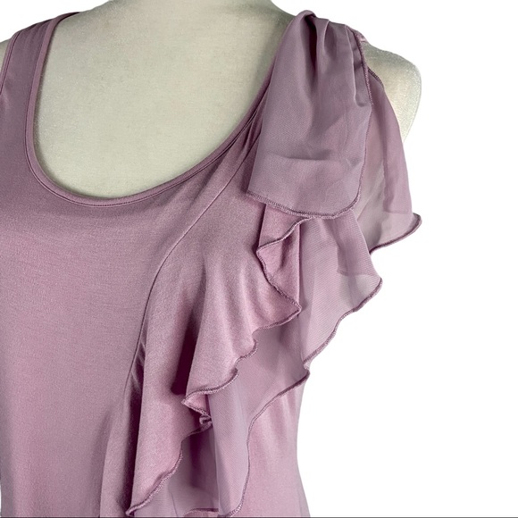 Saks Fifth Avenue Dusty Lavender Layered Ruffle Tank Stretchy Soft Size Small - Picture 5 of 14